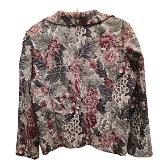 SAG HARBOR Tapestry Floral Blazer Pink Gray - Picture 2 of 5